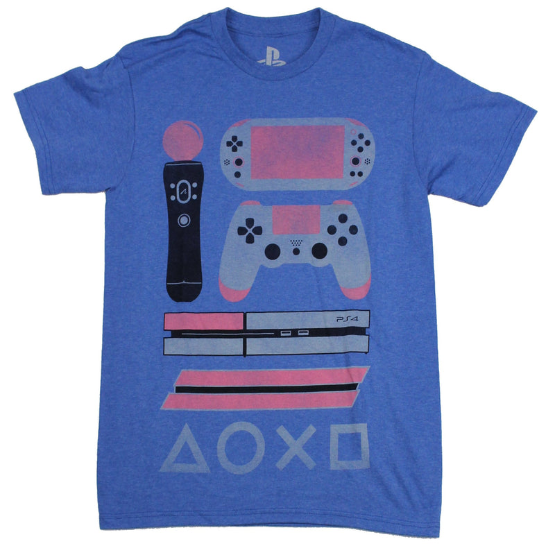 PlayStation Mens T-Shirt - Distressed Images of Classic Hardware