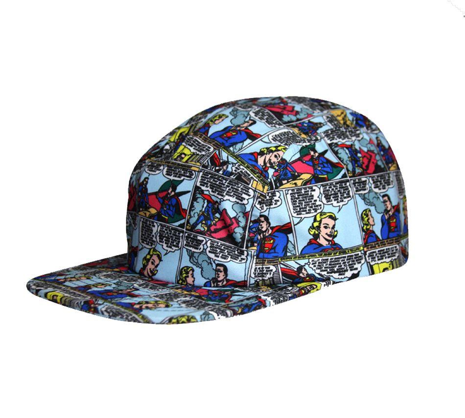 Superman Adjustable Hat - All Over Print of 1940s Comic Strips Blue