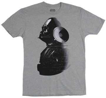 Star Wars Mens T-Shirt - Darth Vader Under Death Star Image