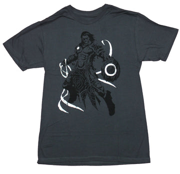 Magic the Gathering Mens T-Shirt - Gideon Battle Forged Throwing Silver Foil Magic