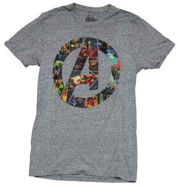 Avengers Mens T-shirt - Classic A Symbol Filled With Avengers Pics