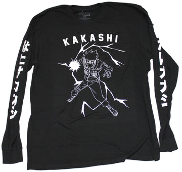 Naruto Shippuden Mens Long Sleeve T-Shirt - Kakashi Outlined