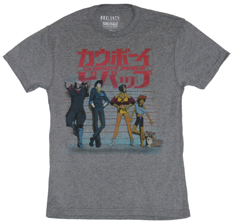 Cowboy Bebop Mens T-Shirt - Cast Lineup Under Japanese Caharacters
