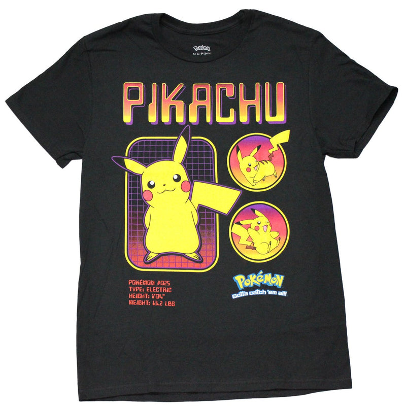 Pokemon Mens T-Shirt - Pikachu Below Name Profile Description Listed - Inmyparentsbasement.com