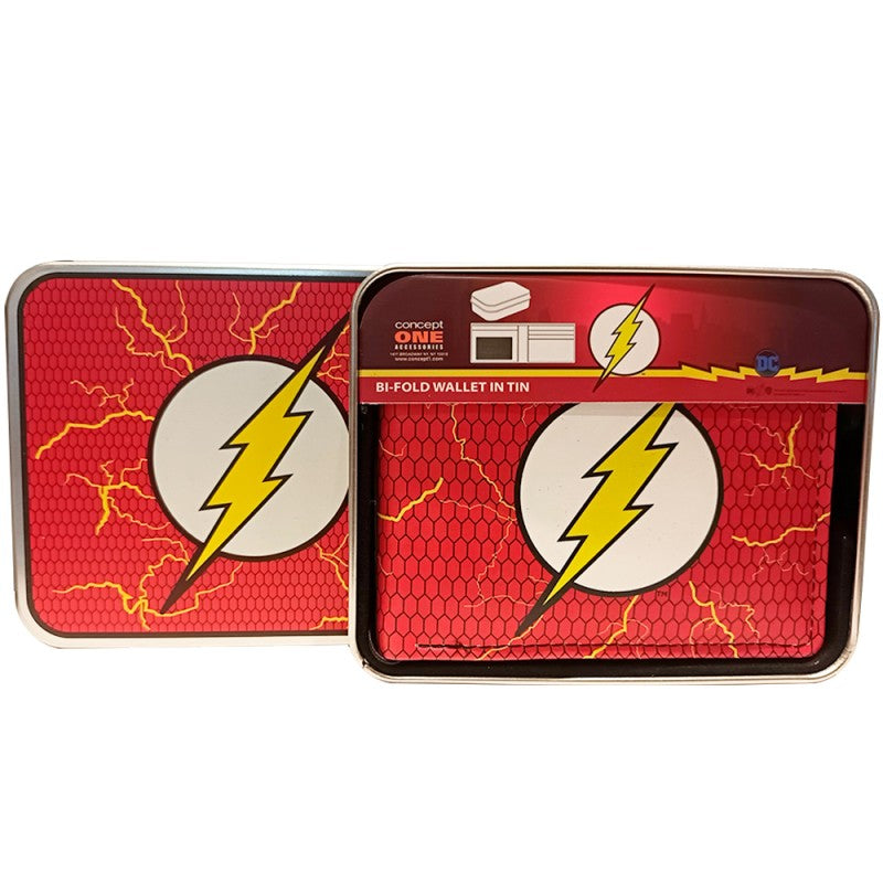 DC The Flash Bifold Wallet in a Decorative Tin Case, Multi - Inmyparentsbasement.com