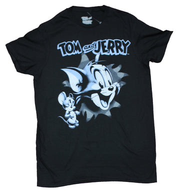 Tom & Jerry Mens T-Shirt - Blue Gray Coy Jerry Big Headed Tom