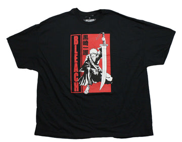 Bleach Mens T-Shirt - Ichigo Crouching Holding Giant White Sword in Red Box