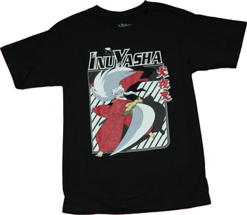 Inuyasha Mens T-Shirt - Wielding Blade Under Logo