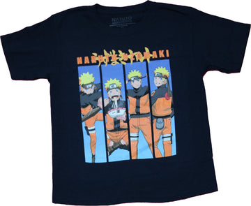 Naruto Shippuden Boys T-shirt - Uzumaki 4 Recgle Panel Eating Ramen