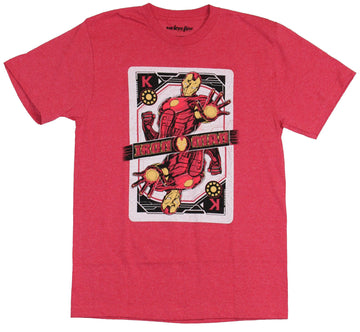 Iron Man (Marvel Comics) Mens T-Shirt - King Playing Card Hand Out Image