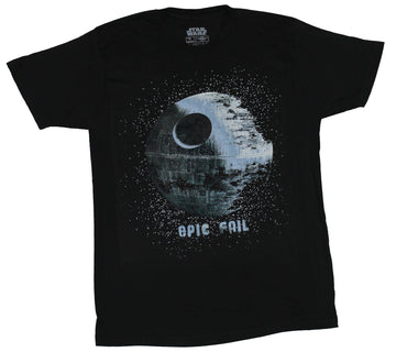 Star Wars Mens T-shirt - Epic Fail Blue Gray Death Star Image
