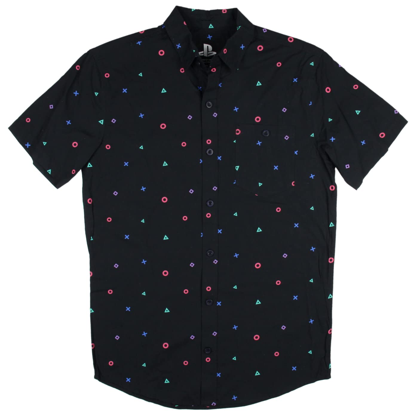 Sony Playstation Mens' Controller Icon Allover Print Woven Button Up Shirt