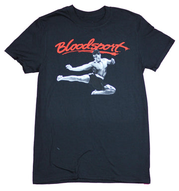 Bloodsport Mens  T-Shirt - Flying Jean Claude Van Dam Dropkick Photo