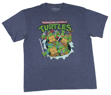 Teenage Mutant Ninja Turtles Mens T-Shirt - Tmnt Crew Busting Out