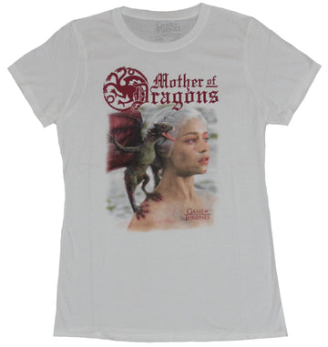 Game of Thrones Girls Juniors T-Shirt - Khaleesi Photo With Baby Dragon Image