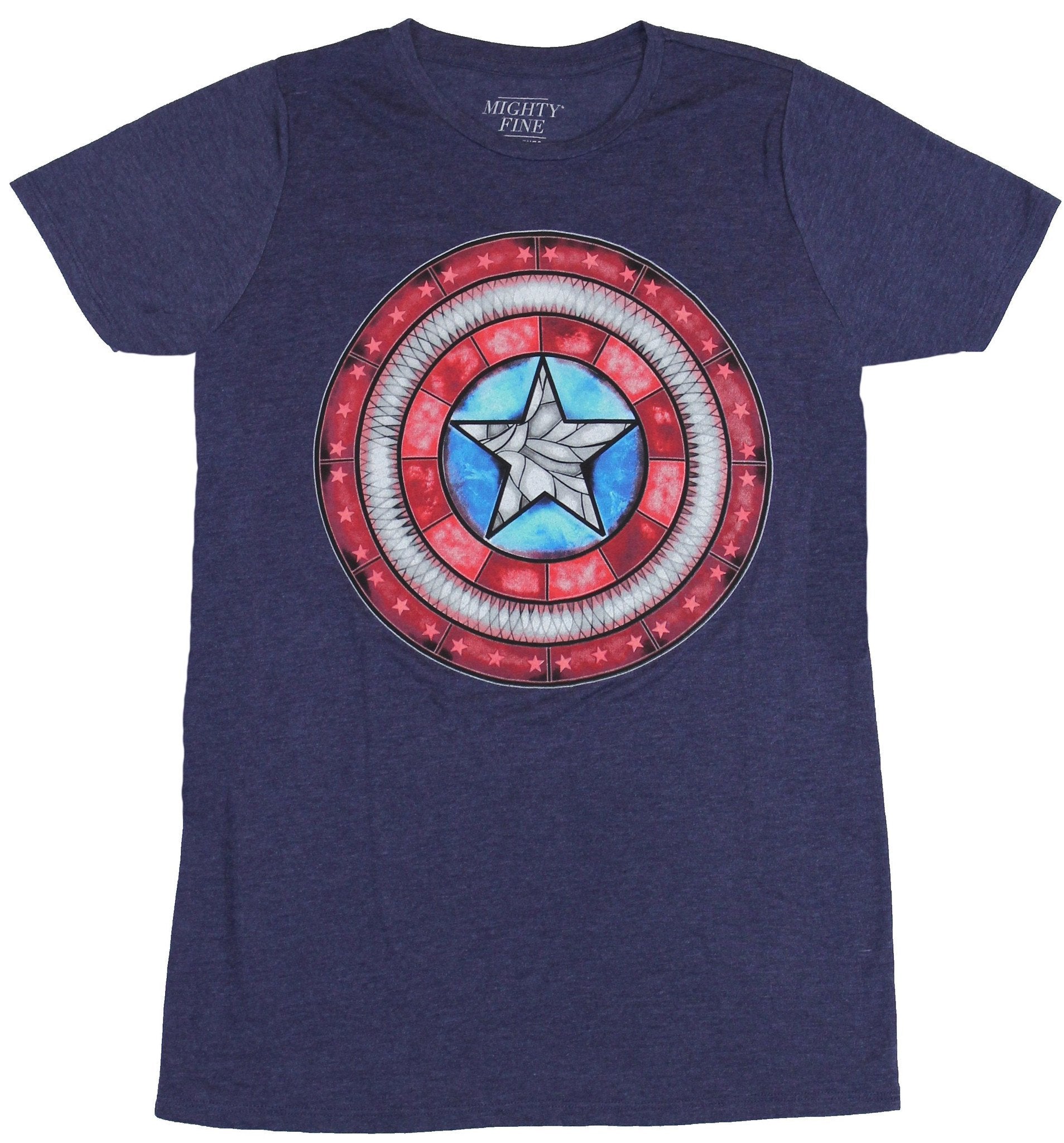 Captain America Mens T-Shirt - Stained Glass Style Captain Logo Image