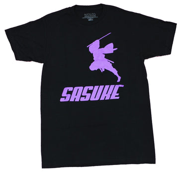 Naruto Shippuden Mens T-Shirt - Sasuke Purple Silhouette Over Name