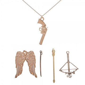 Bioworld Walking Dead Rick Darryl Crossbow Charm Necklace Gift Set