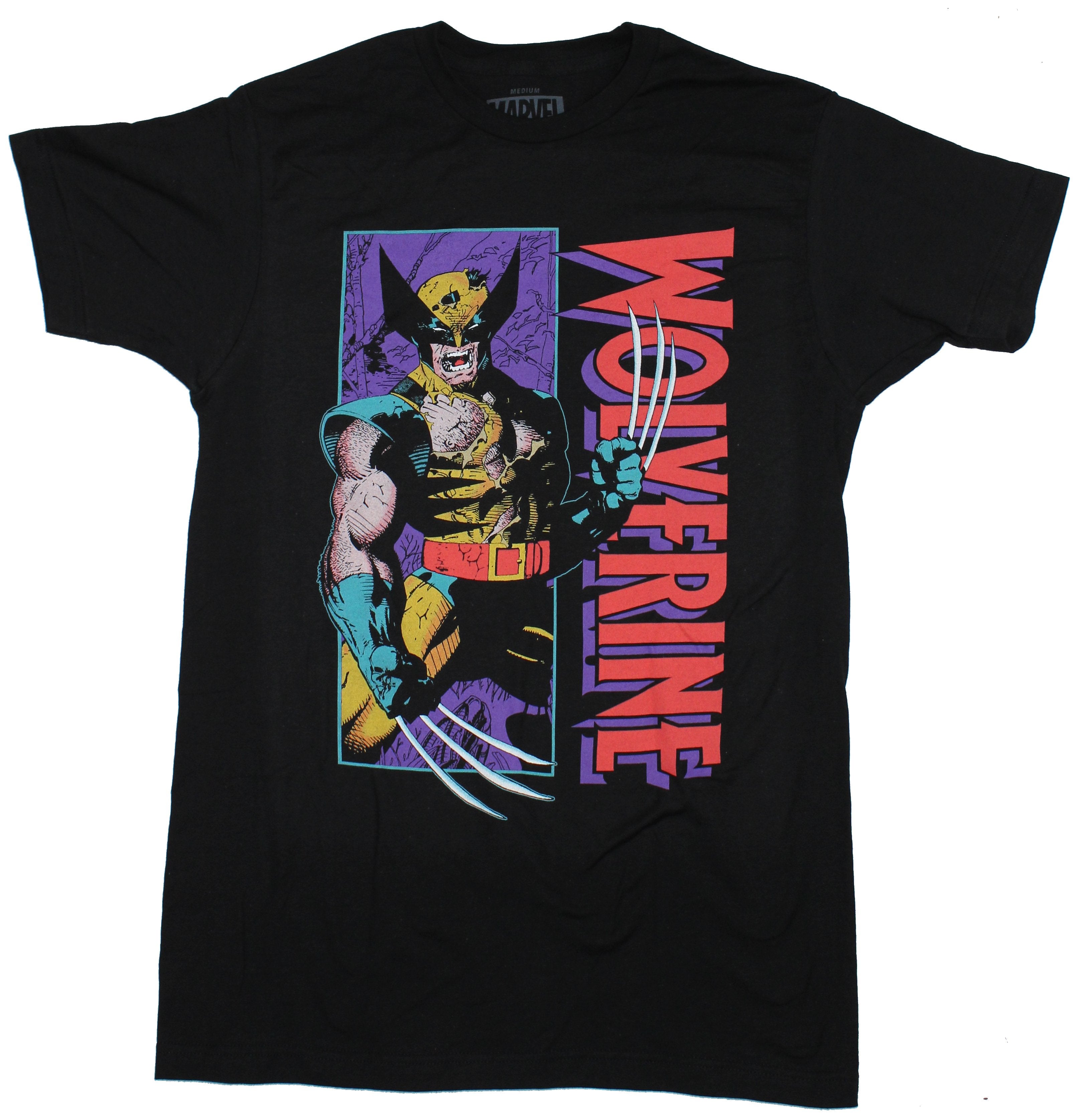 Wolverine Marvel Mens T-Shirt - Shredded Wolverine Next to Name Image