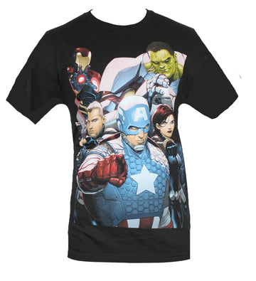 The Avengers (Marvel Comics) Mens T-Shirt - Detailed Movie Heroes Upclose Image