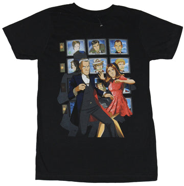 Doctor Who Mens T-Shirt  - Twelfth Doctor in Front OF Doctor Screens Comic Sty