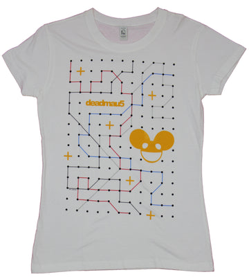 Deadmau5 Girls Juniors T-Shirt  - Dot Lines Head Maze Image