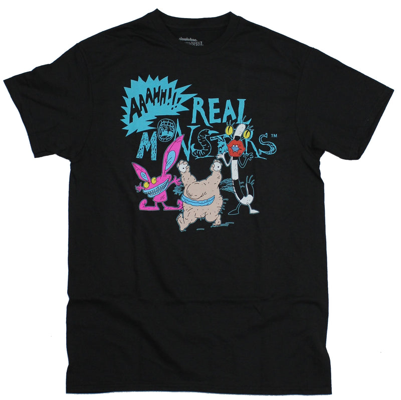 Aaahh!! Real Monsters Mens T-Shirt -  Classic Blue Show Logo Group Cast