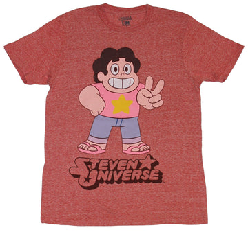 Steven Universe Mens T-Shirt - Steven Shooting Peace Sign Over Logo Image